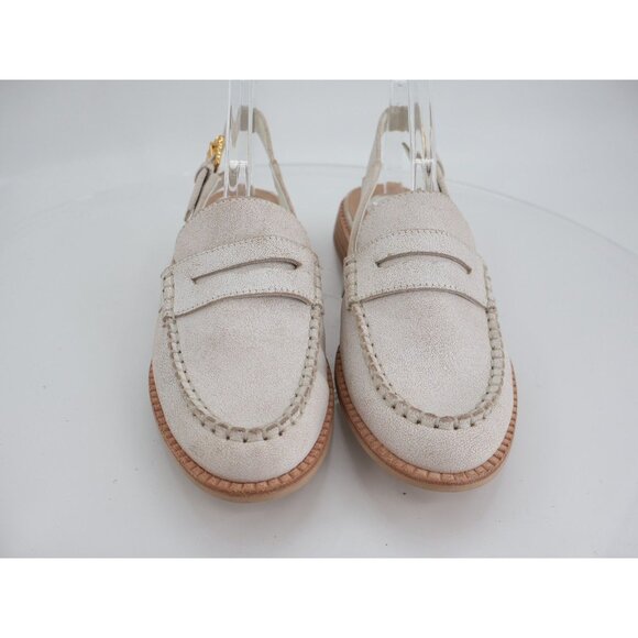 Dolce Vita Hardi Penny Loafer Slingback LowHeel White Crinkled Leather Size 8 - Picture 4 of 12